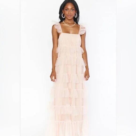 Show Me Your Mumu Fairy Tale Maxi Dress Tulle Dusty Blush SZ M NWT ($298 Retail) - Picture 1 of 10